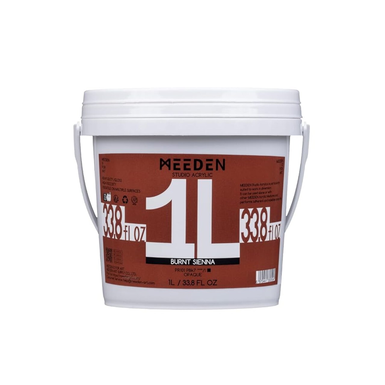 MEEDEN Burnt Sienna Acrylic Paint, Heavy Body, Gloss Finish, Extra-Large 1 L /33.8 oz Non-Toxic Rich Pigments Color, Professional Artist Acrylic Paint for Adults on Canvas,Wall,Wood,Stone Painting